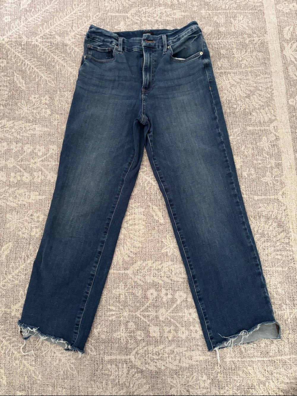 Express Dark Blue Women’s Straight-Ankle High Rise Jeans, Flexx hyper stretch